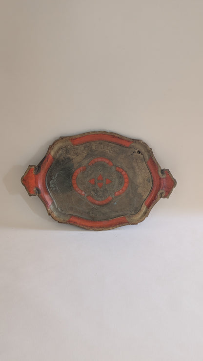 Plateau florentin doré et orange – 44,5 x 29 cm