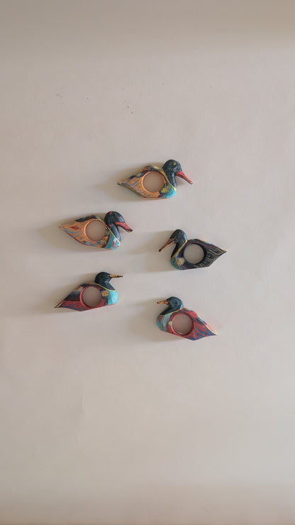 Ronds de serviette en bois – forme de canard