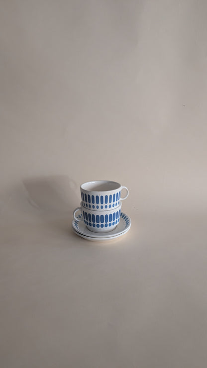 Duo de tasses Digoin Sarreguemines – modèle "Tartan"