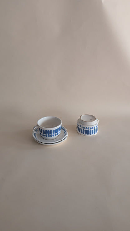 Duo de tasses Digoin Sarreguemines – modèle "Tartan"