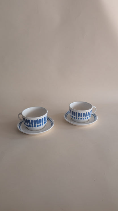 Duo de tasses Digoin Sarreguemines – modèle "Tartan"
