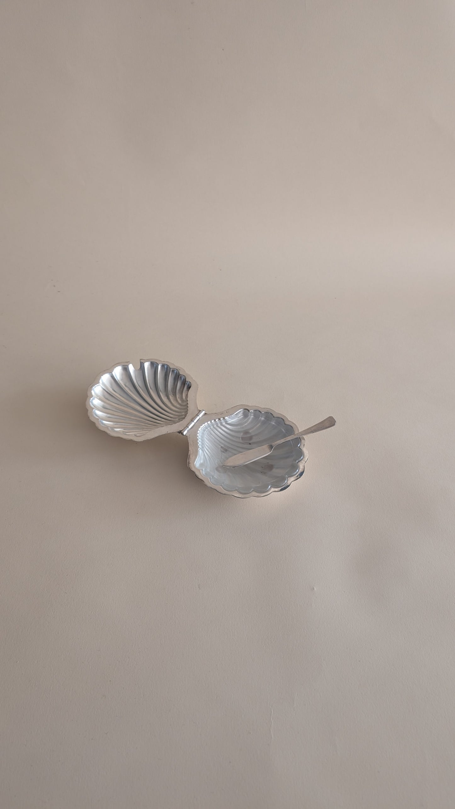 Beurrier en métal argenté avec son couteau