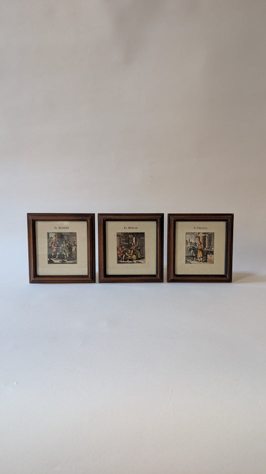 Ensemble de 3 cadres médicaux anciens