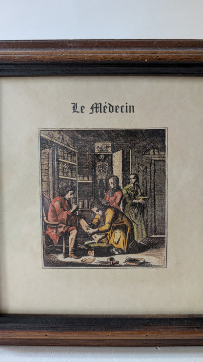 Ensemble de 3 cadres médicaux anciens