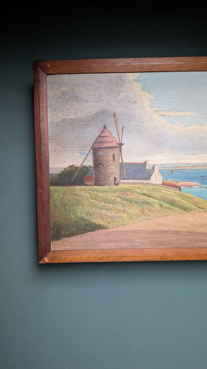 Tableau en bois - Marine au Moulin