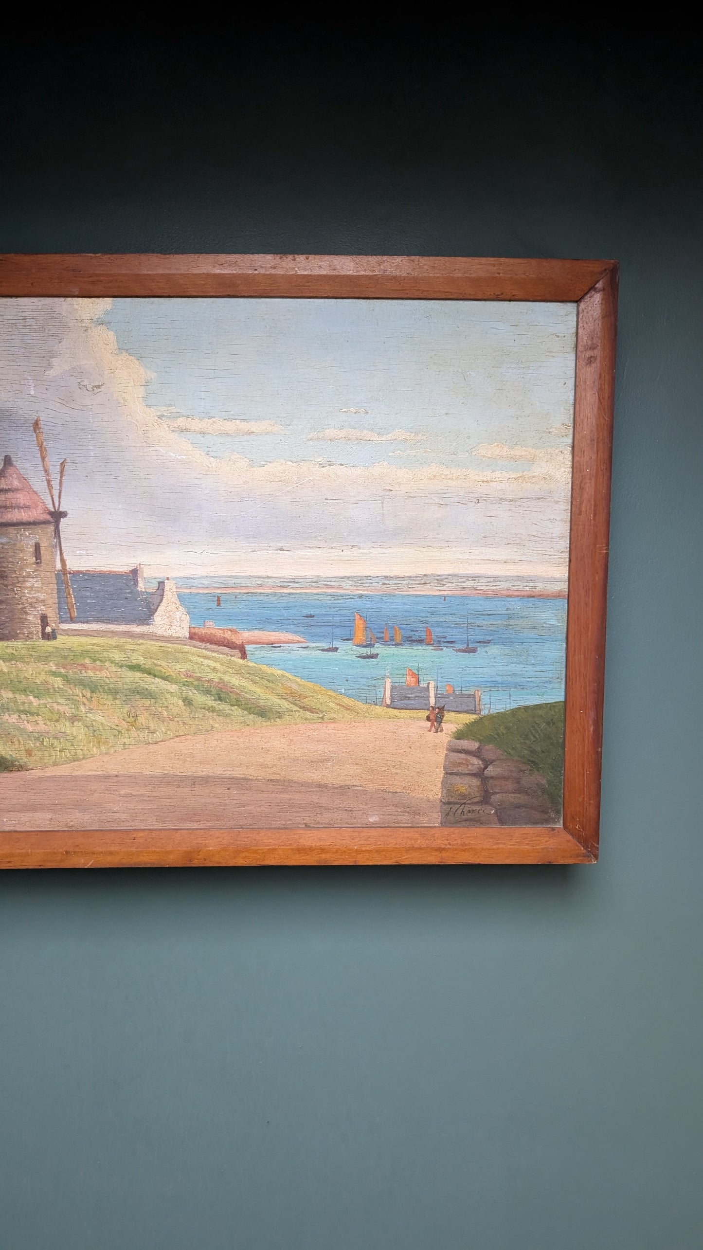 Tableau en bois - Marine au Moulin