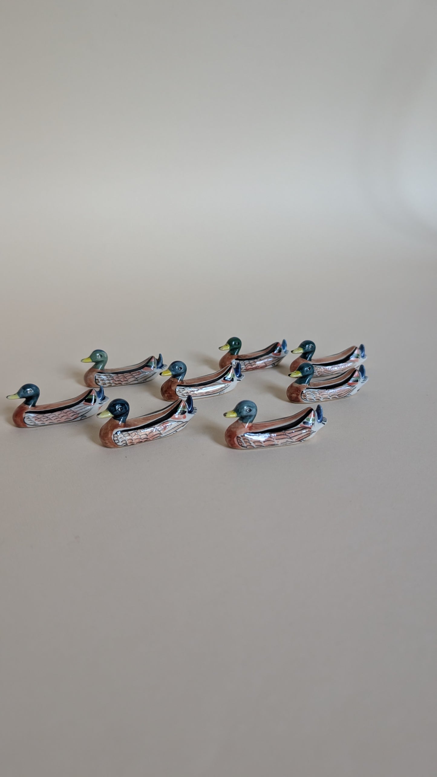 Ensemble de 8 porte-couteaux canard en céramique