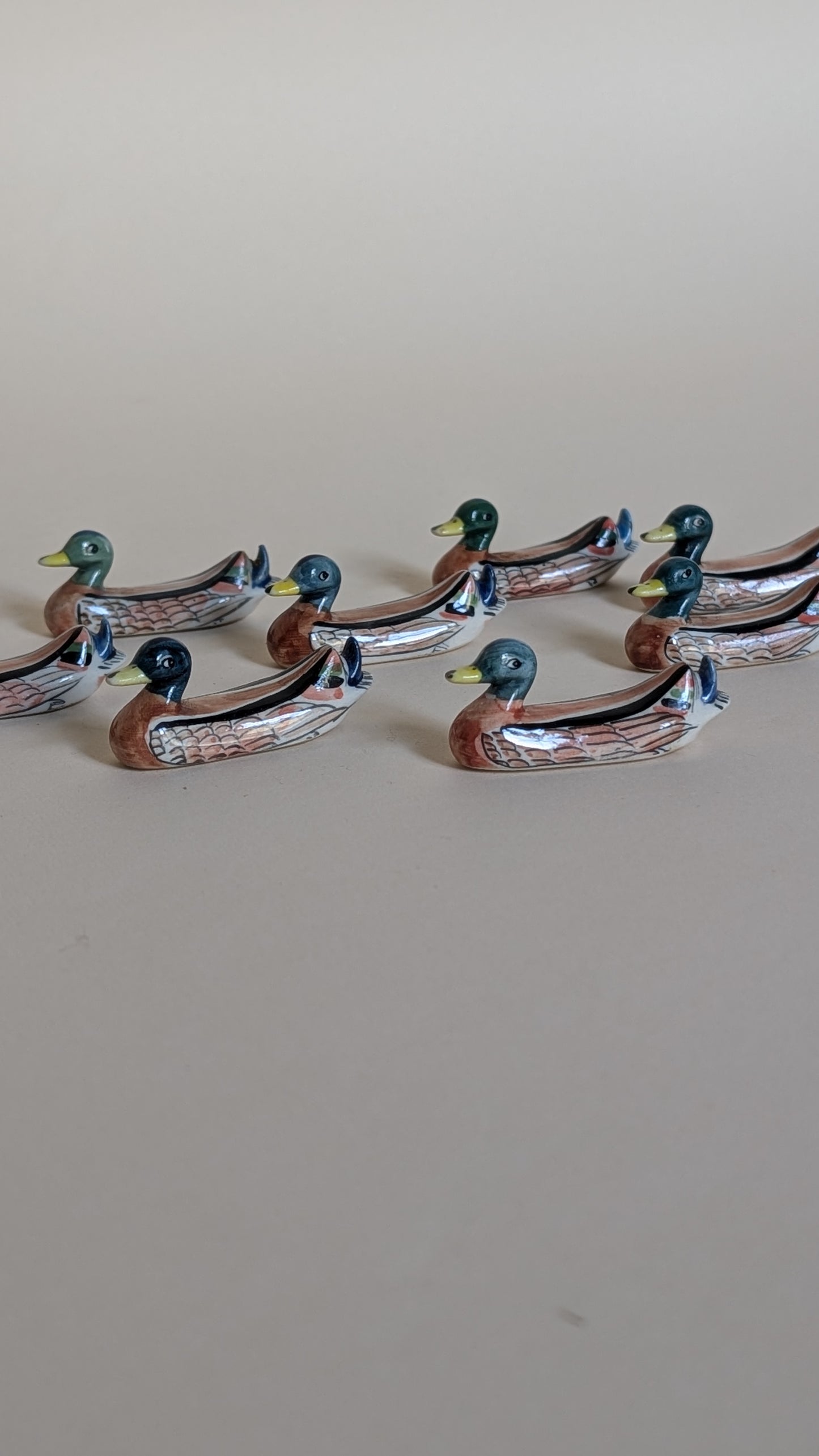 Ensemble de 8 porte-couteaux canard en céramique