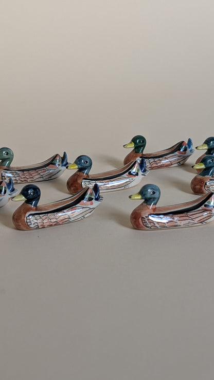 Ensemble de 8 porte-couteaux canard en céramique