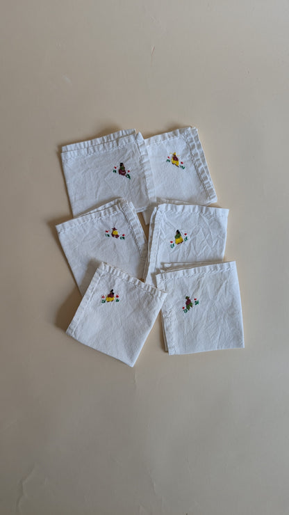 Ensemble de 6 serviettes brodées