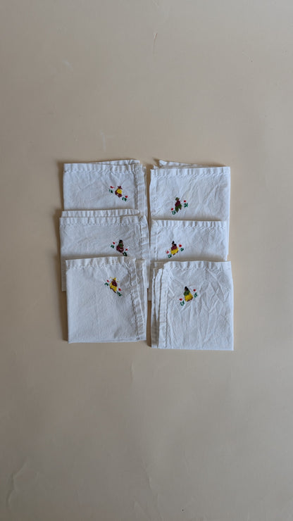 Ensemble de 6 serviettes brodées