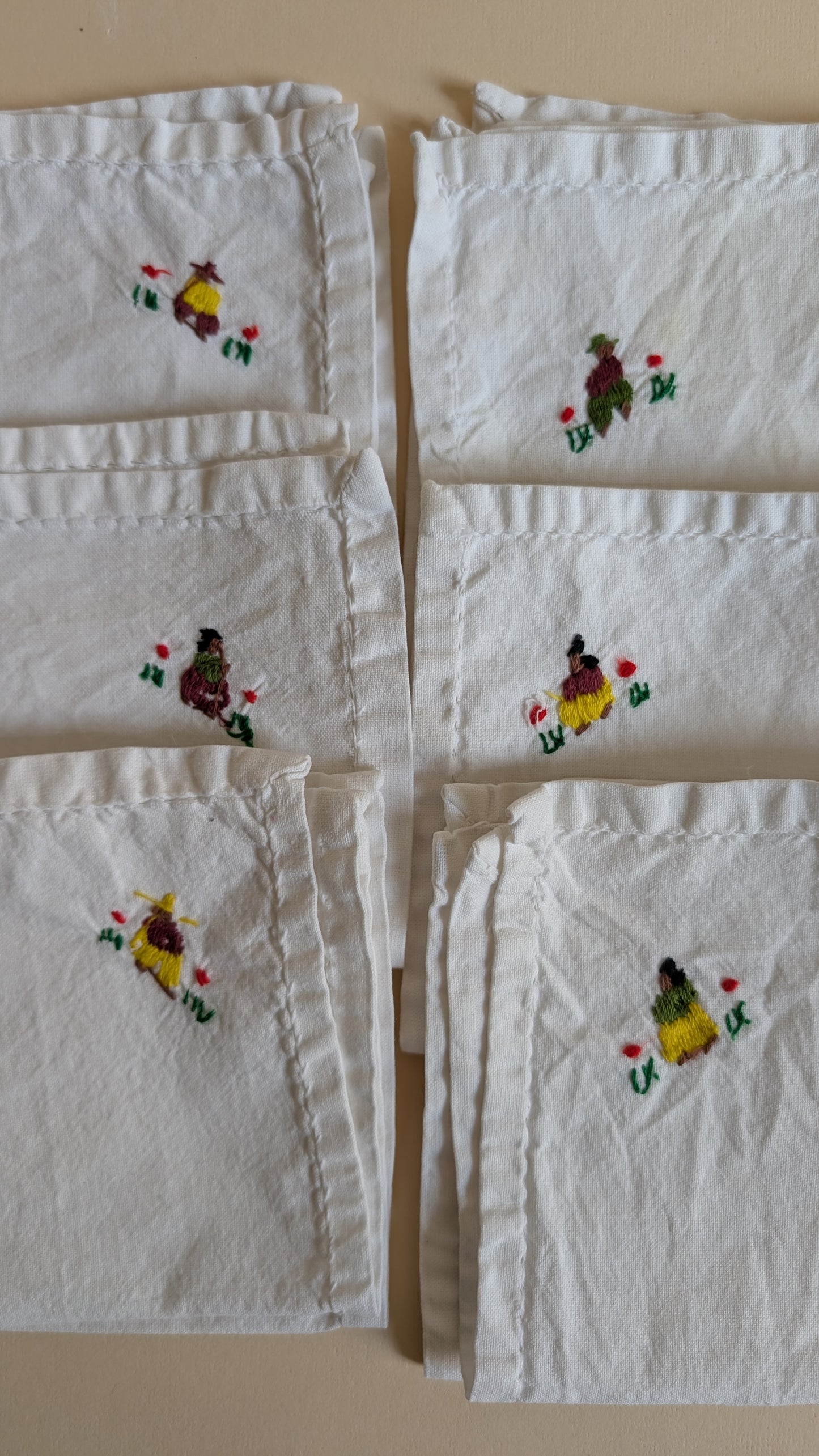 Ensemble de 6 serviettes brodées