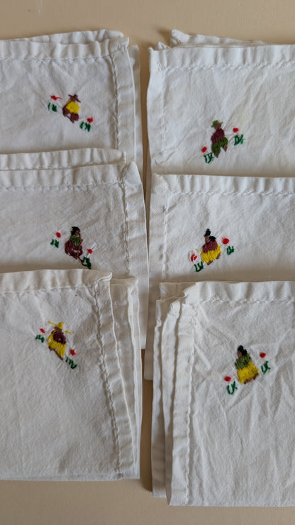 Ensemble de 6 serviettes brodées
