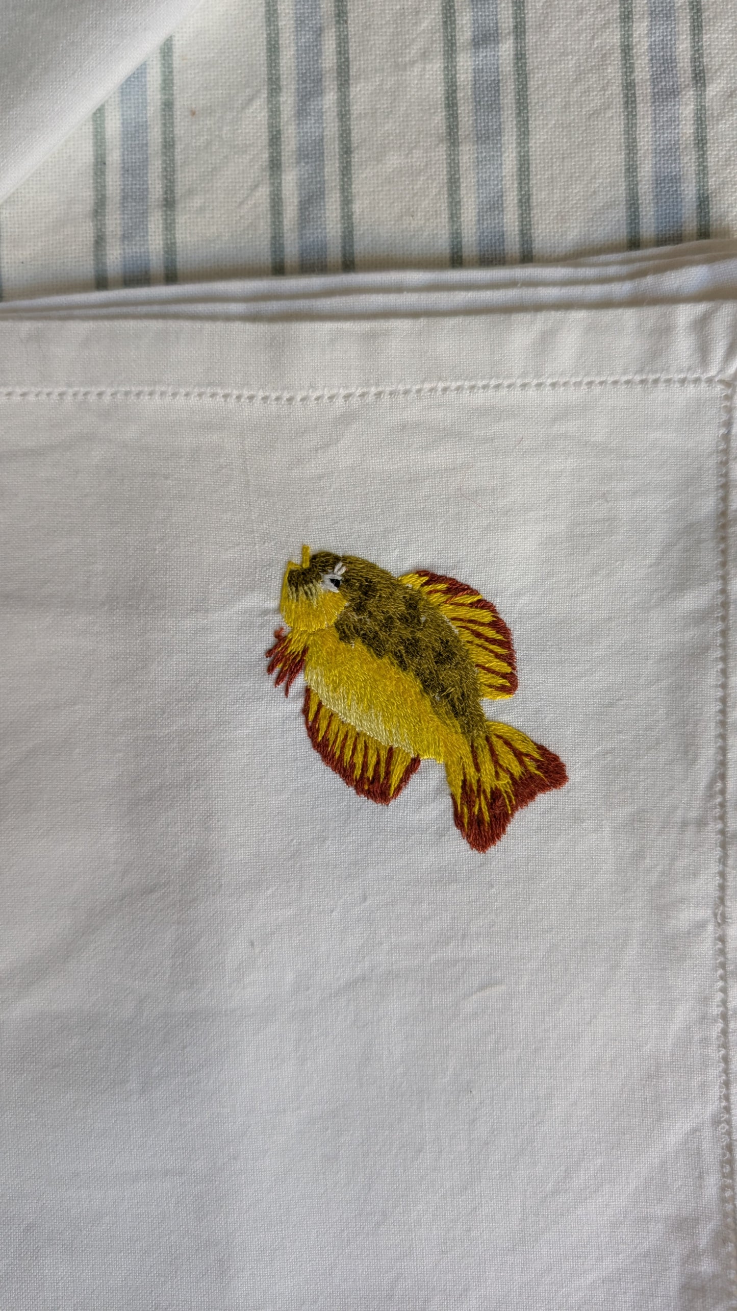 Ensemble de 6 serviettes brodées poissons