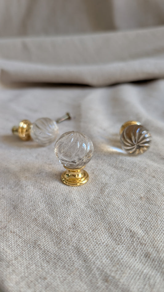3 poignées en verre
