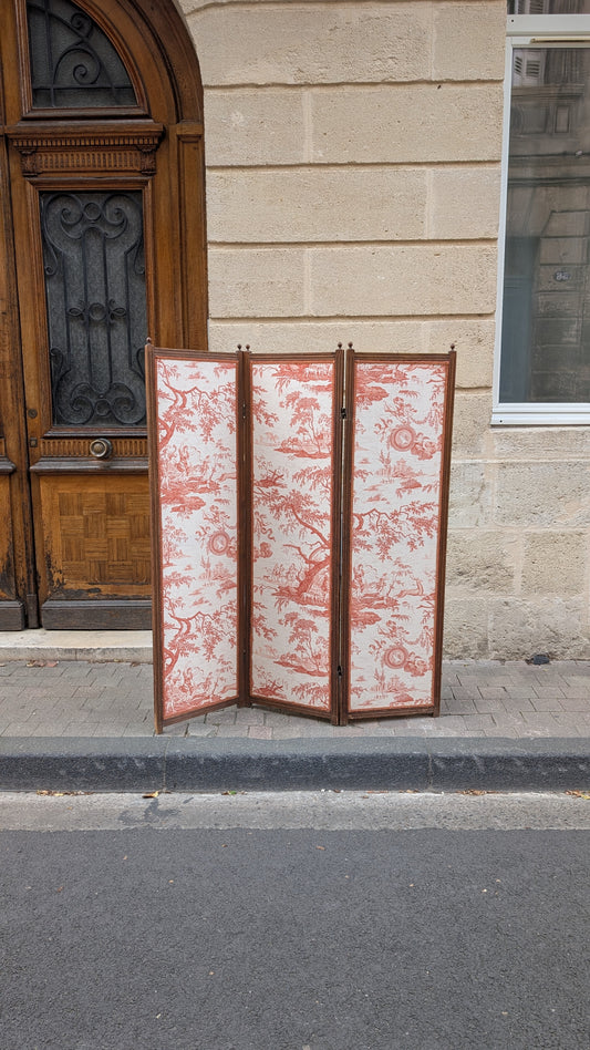 Paravent trois pans en Toile de Jouy