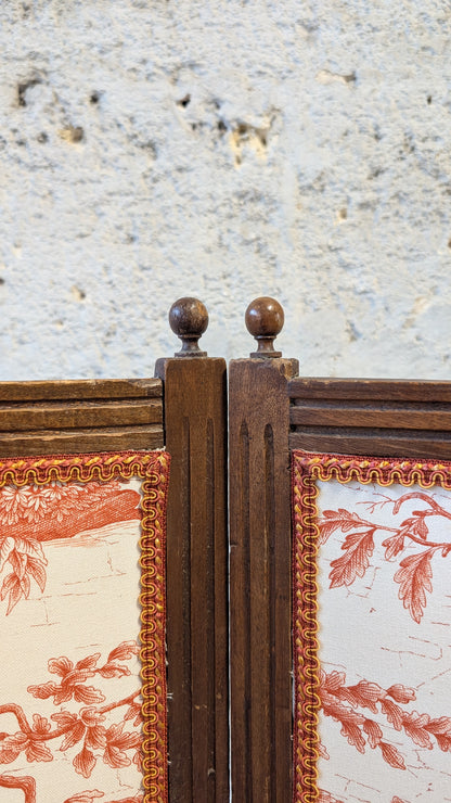 Paravent trois pans en Toile de Jouy