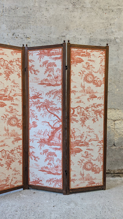 Paravent trois pans en Toile de Jouy