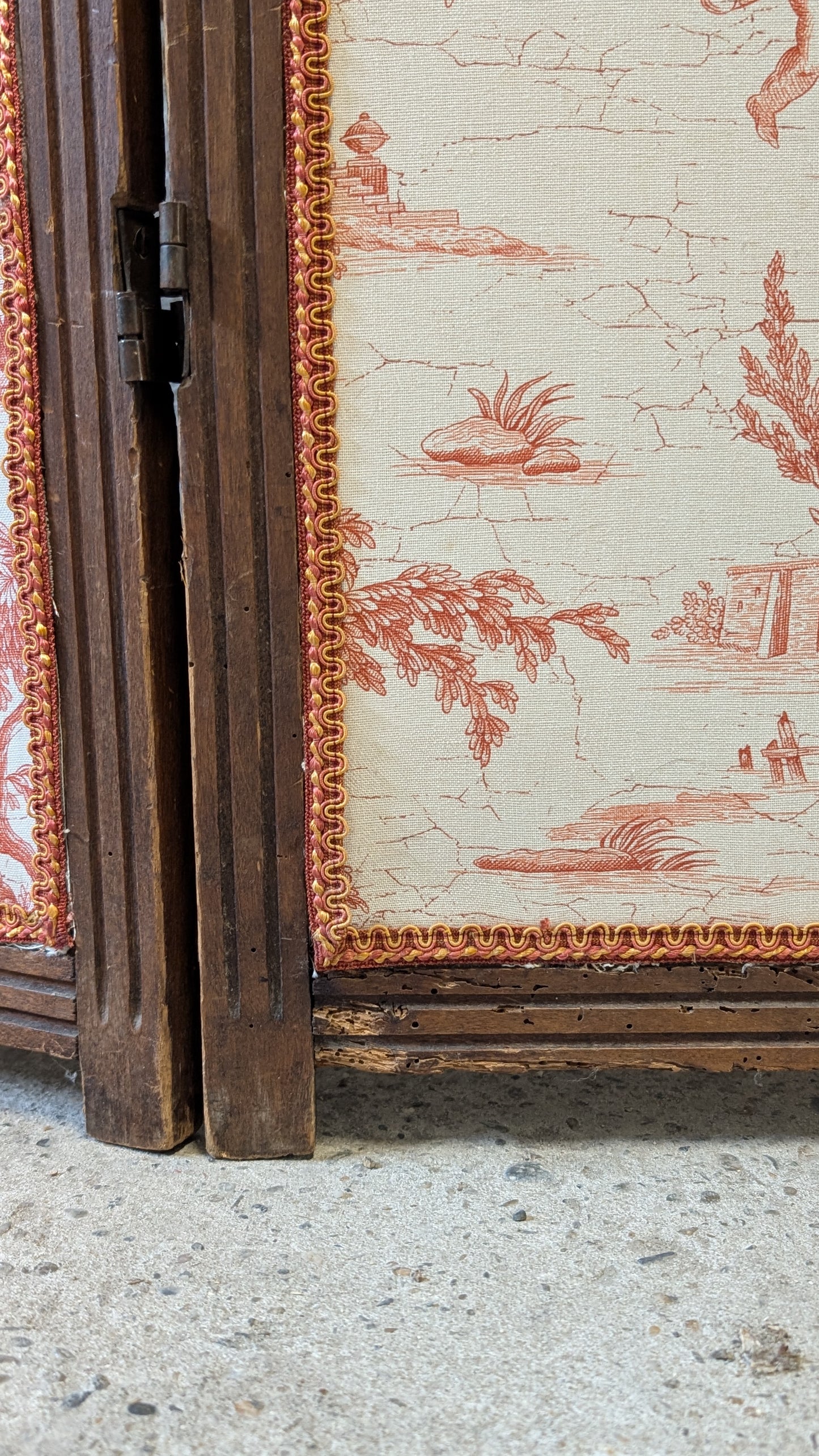 Paravent trois pans en Toile de Jouy