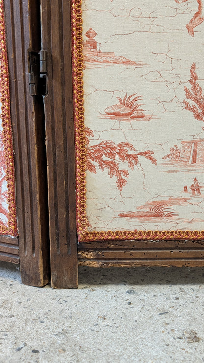 Paravent trois pans en Toile de Jouy