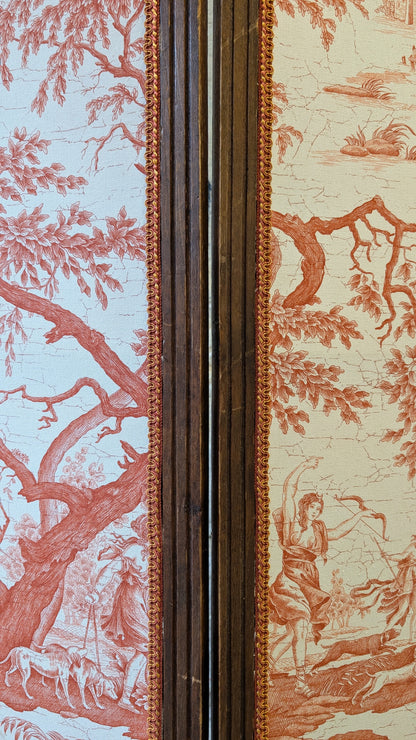 Paravent trois pans en Toile de Jouy