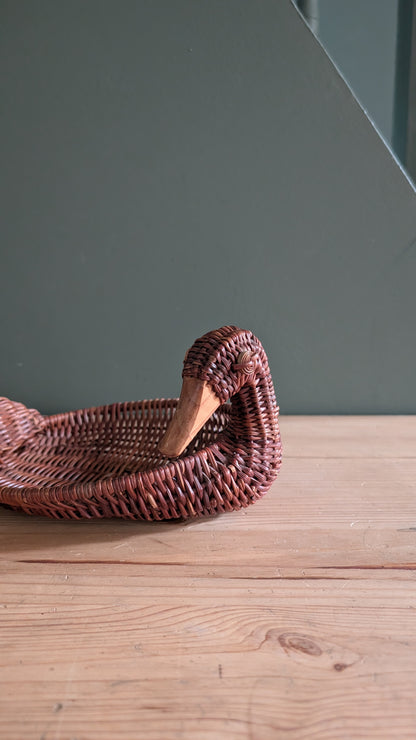 Vide-poche canard en osier tressé