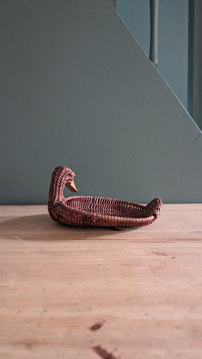 Vide-poche canard en osier tressé