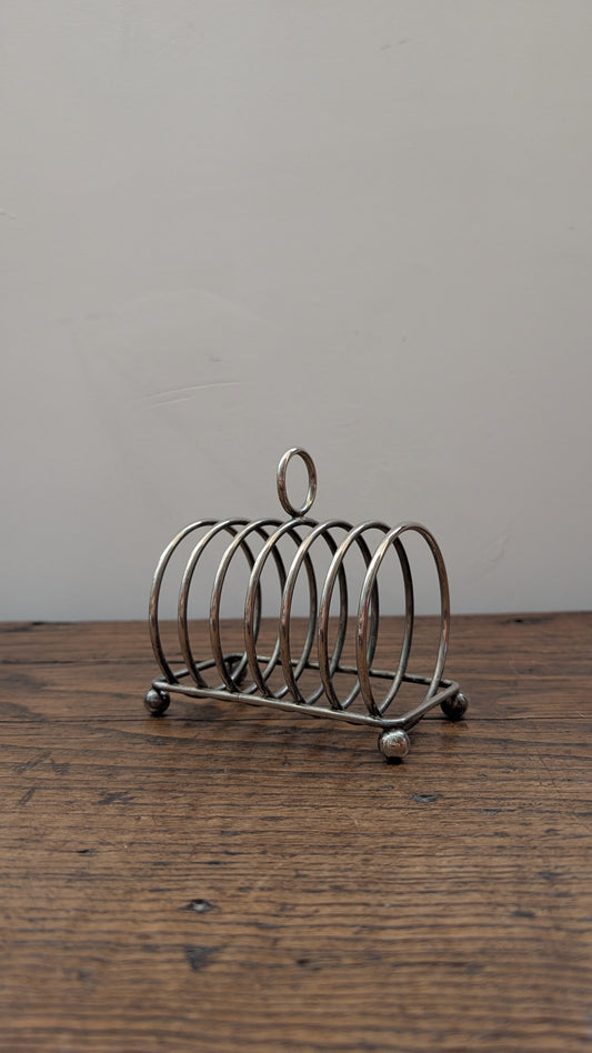 Porte-toast vintage en métal chromé à spirales