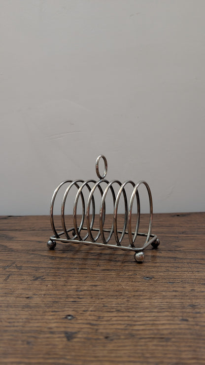 Porte-toast vintage en métal chromé à spirales