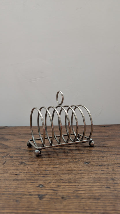 Porte-toast vintage en métal chromé à spirales