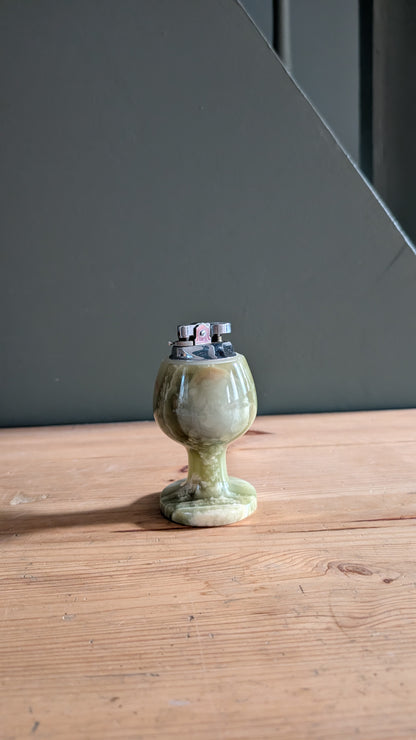 Briquet de table vintage en onyx vert – style années 70