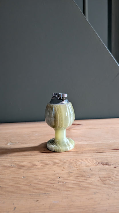 Briquet de table vintage en onyx vert – style années 70