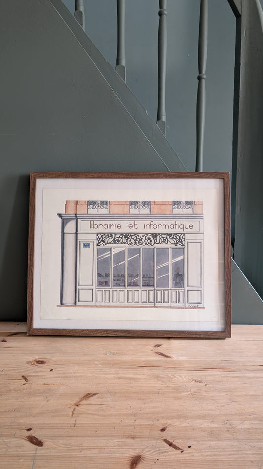 Lithographie "Librairie et informatique" – Catherine d'Ortoli