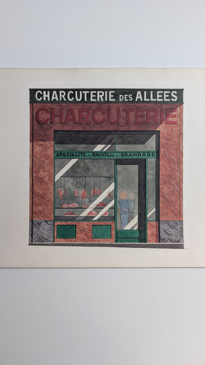 Lithographie "Charcuterie des Allées" – Catherine d'Ortoli