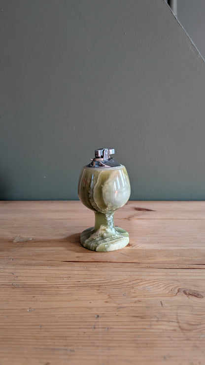 Briquet de table vintage en onyx vert – style années 70