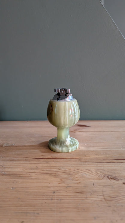 Briquet de table vintage en onyx vert – style années 70