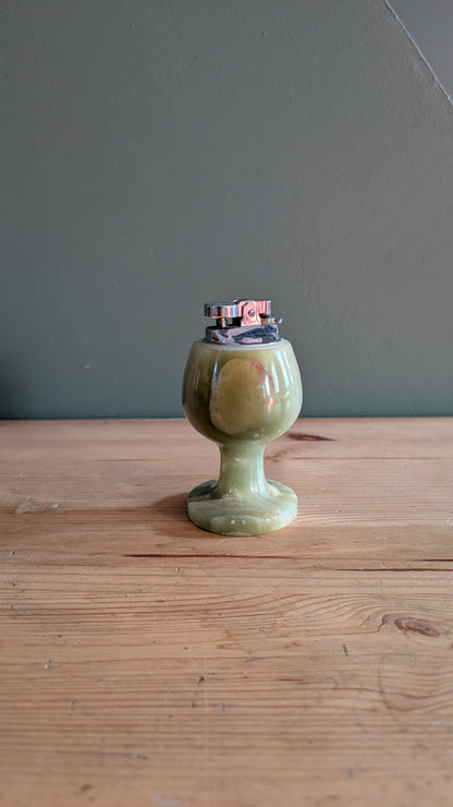 Briquet de table vintage en onyx vert – style années 70