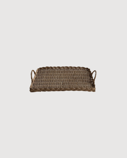 Plateau en osier rectangulaire