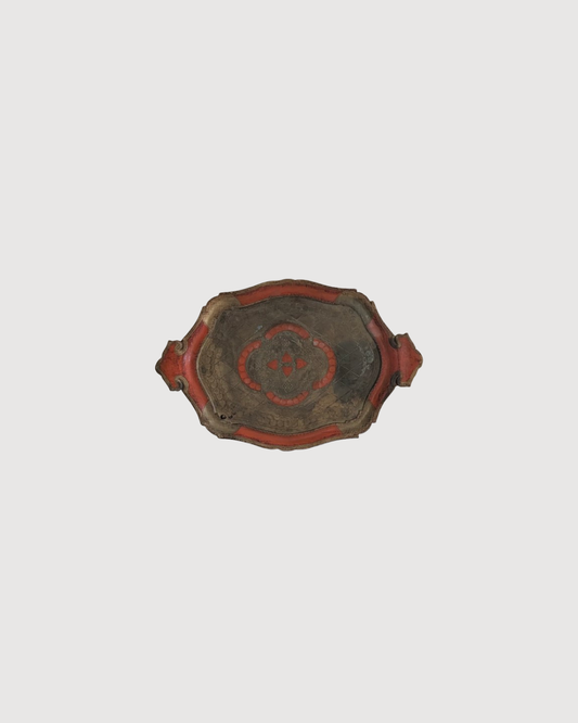Plateau florentin doré et orange – 44,5 x 29 cm