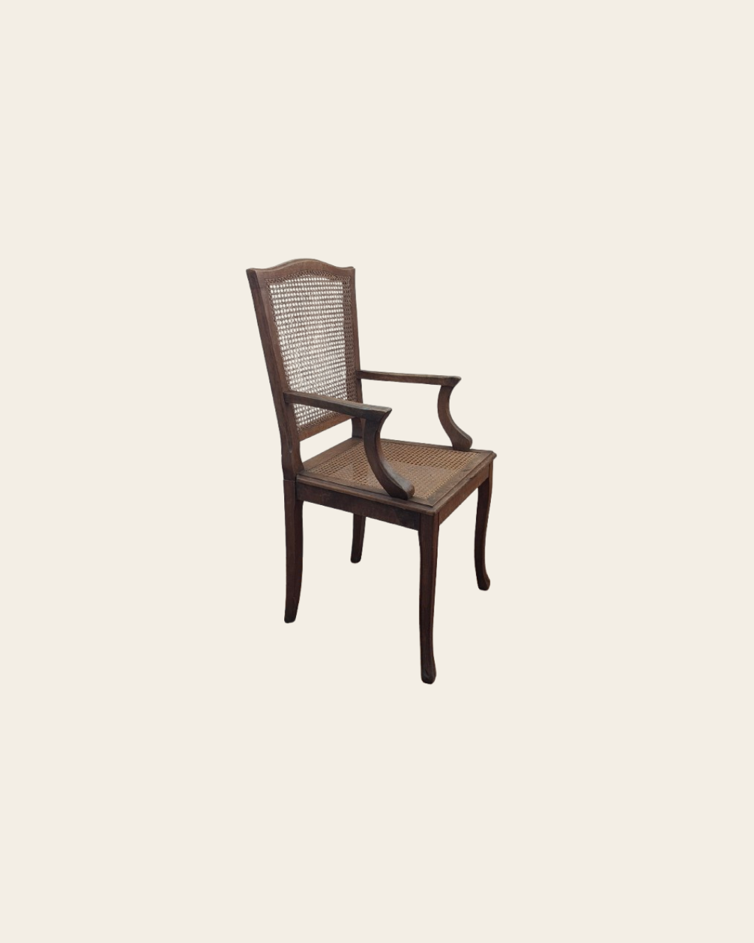 Fauteuil ancien de style Louis XVI en bois et cannage