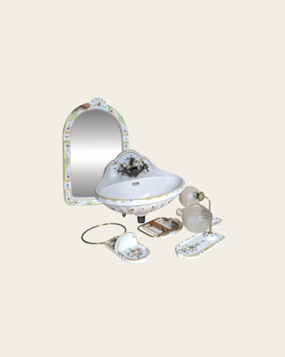 Ensemble de salle de bain en céramique peinte