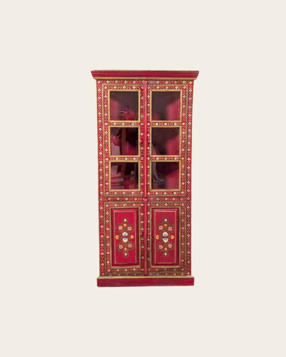 Bibliothèque vitrine d'inspiration indienne