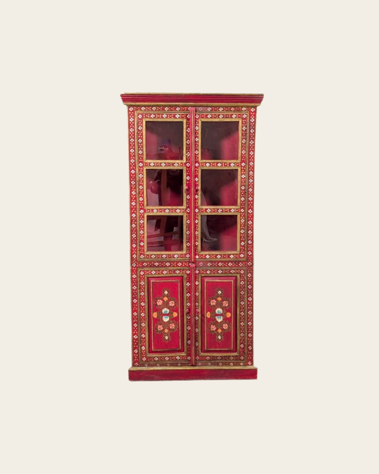 Bibliothèque vitrine d'inspiration indienne