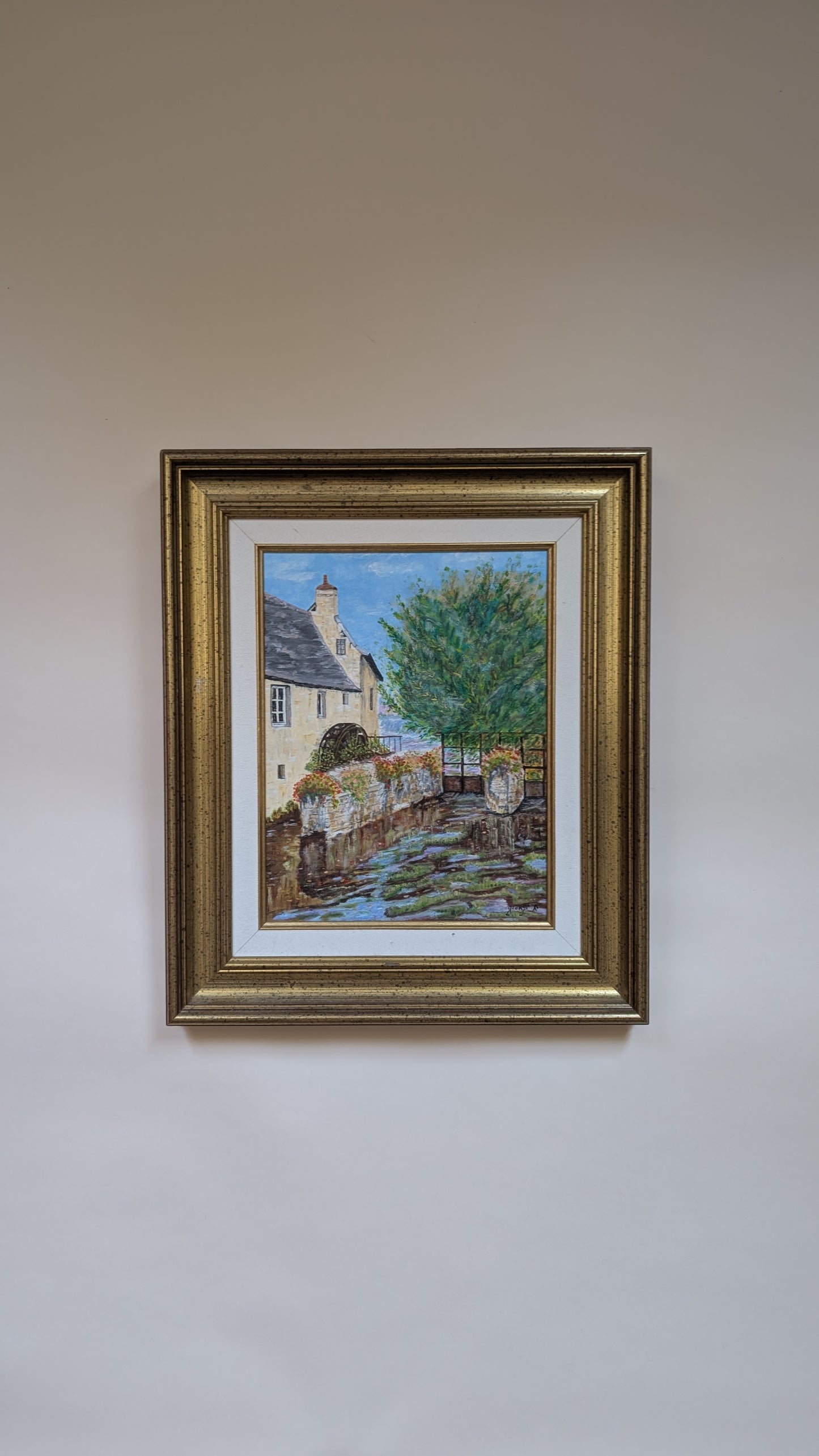 Peinture à l’huile – Scène de village